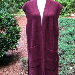 Ann Taylor Sweater Duster Cardigan Sleeveless Size L NWT